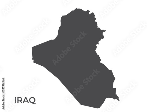 Iraq silhouette map. Isolated vector template image of asian country in simple style