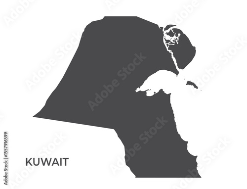 Kuwait silhouette map. Isolated vector template image of asian country in simple style