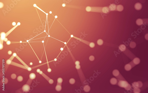 Abstract background. Molecules technology with polygonal shapes, connecting dots and lines. Connection structure. Big data visualization.