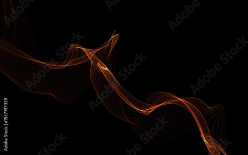 Dark abstract background with a glowing abstract waves