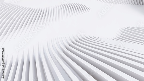 Abstract Curved Shapes. White Circular Background.