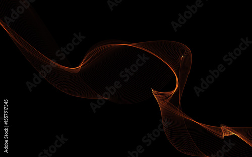 Dark abstract background with a glowing abstract waves