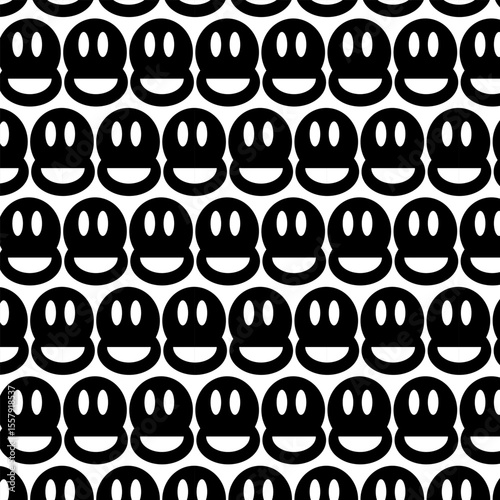 Monochrome Happy Skull Monkey Head Repeat
