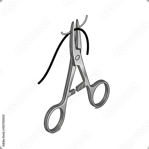 Surgical clamp tool used in medical procedures.