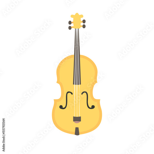 A visually appealing illustration of a cello, in a minimalist style. The instrument is depicted with clean lines and a bright color palette