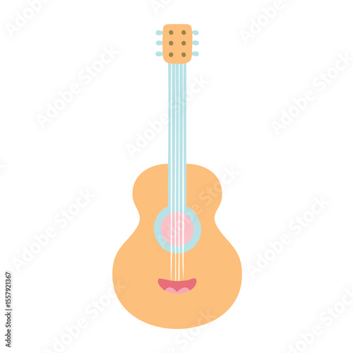 A colorful acoustic guitar in a minimalist style. A musical instrument icon illustration. 