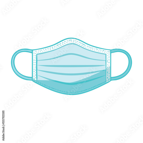 Protective face mask against contamination and illness. A medical face mask, with light blue color for protection