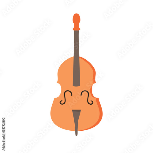 A stylized illustration of a cello instrument, highlighting its form and design