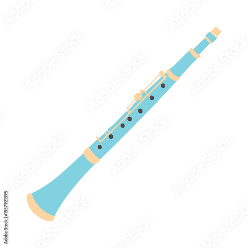 A light blue clarinet instrument isolated on a background