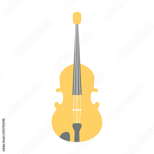 A simple graphic of a cello in yellow, designed with a minimalist style. It captures the elegance of the instrument