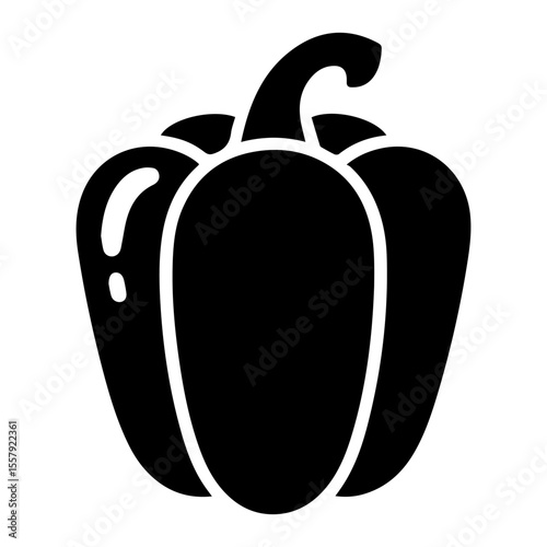 Clean Silhouette capsicum pie With White Background Design