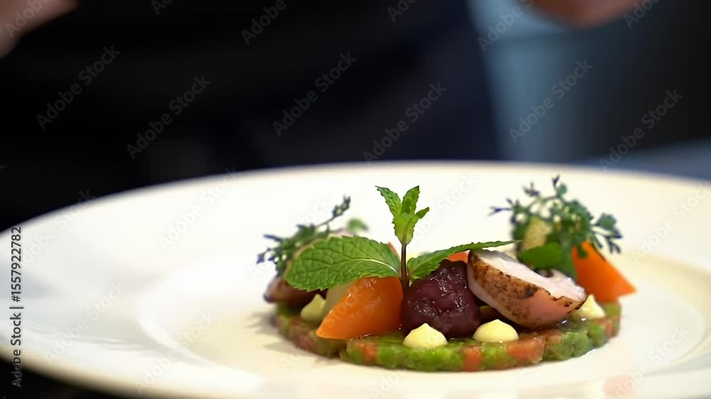 Gourmet salad plate with hand garnish Gourmet salad plate with hand garnish