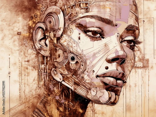 robotic portrait of a young woman 
