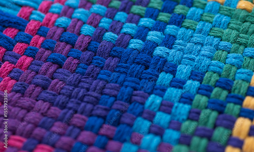 Fototapeta premium Close up of Cotton Woven Material in Rainbow Colors