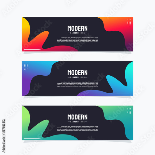 Modern web banners template. Universal design for advertising business