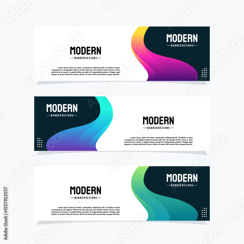 Modern web banners template. Universal design for advertising business