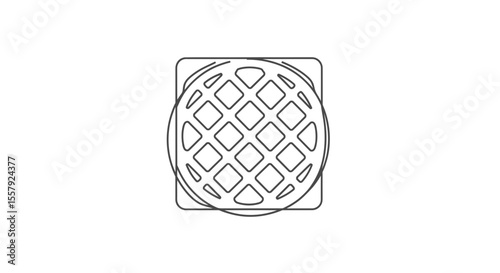 Square waffle vector illustration breakfast food sweet dessert bakery delicious homemade grid pattern design drawing vector