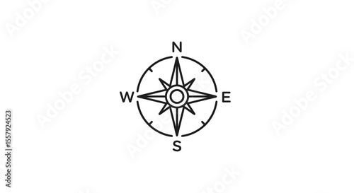 Compass rose vector navigation travel direction north south east west nautical marine orientation guide tool design vector