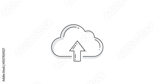 Cloud upload icon for data transfer and backup services, file sharing, and cloud storage solutions online vector
