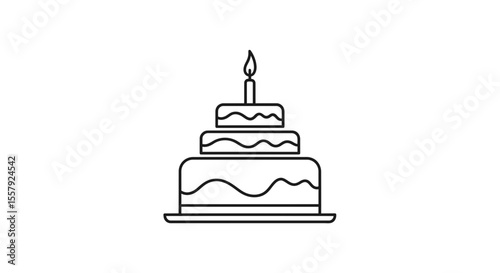 Three tier birthday cake vector illustration for celebration party and sweet dessert design element icon 100 vector