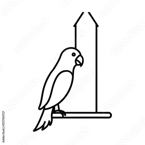 Colorful parrot resting calmly on swing with toy Vector illustration