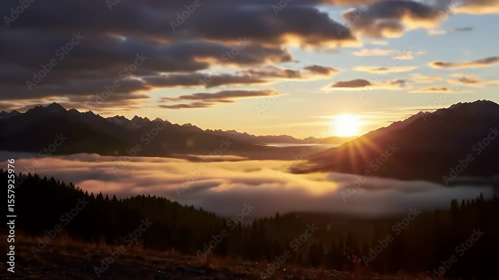 custom made wallpaper toronto digitalMountain landscape at sunrise, with mist in valley, scenic beauty and tranquility