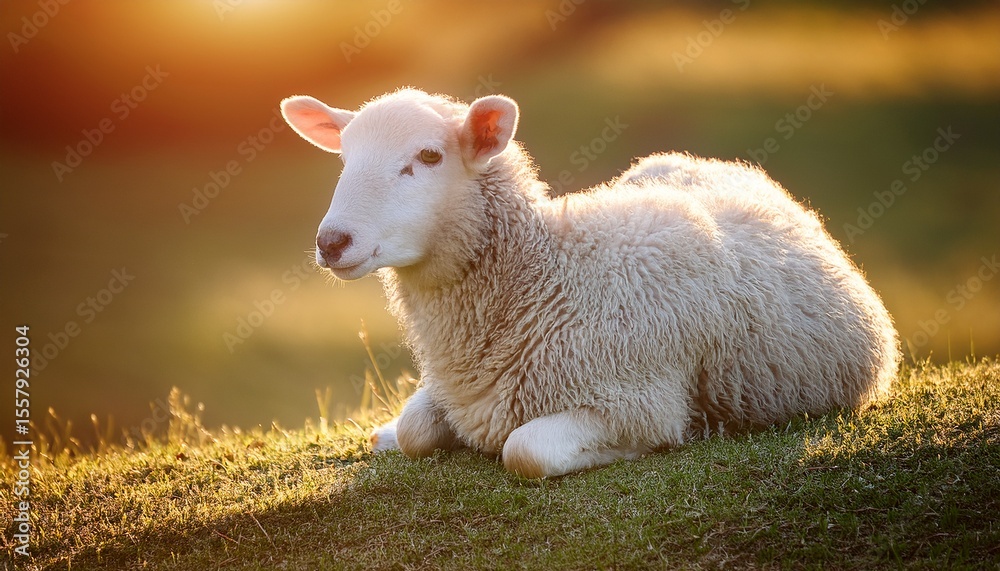 Obraz premium niedliche schafe liegen auf einer weide