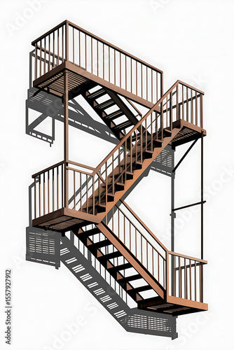 Two-story metal fire escape, sturdy and functional.
