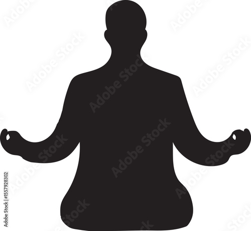 Silhouette of a Person Meditating Peaceful Yoga Pose Illustration