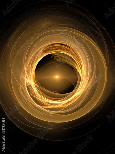 An abstract, radiant golden vortex or tunnel of light with a brilliant glow at its core, set against a dark background, symbolizing energy, innovation, and a mesmerizing portal.
