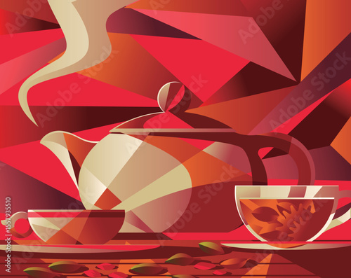 scene of hot and cold tea and teapot
