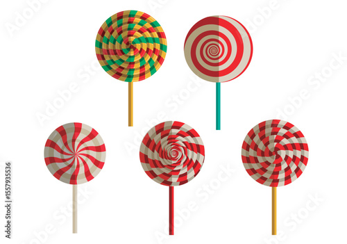 five candy lollipop icons collection