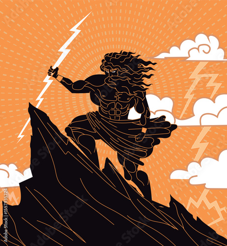 zeus jupiter greek of rays in mountain