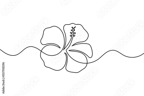 Simple hibiscus flower one line art minimal vector design
