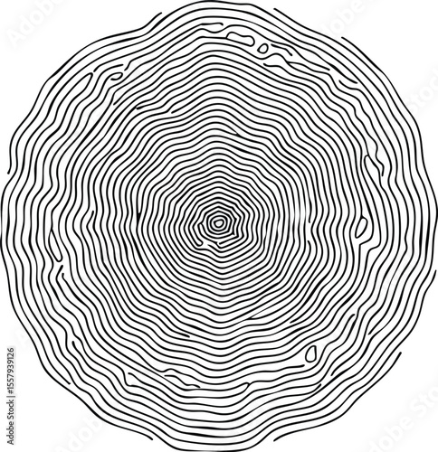 Abstract black and white concentric rings illustrating growth and natural patterns.