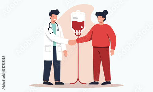 Blood Donation Doctor and Patient Shaking Hands,  Symbol of Hope and Healing