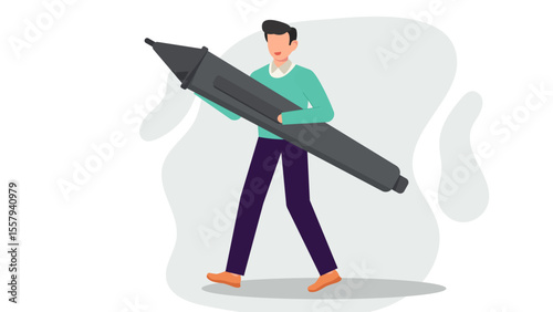 Flat Vector Illustration of Graphic Designer Working on Computer with Pen Tool, Color Picker, and Typography.