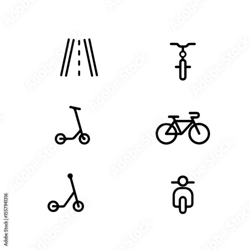 Urban Transportation Icons Scooters, Bikes, and Roads