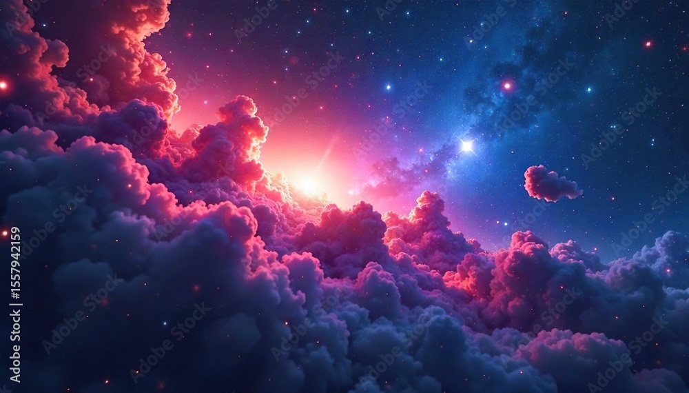 Fototapeta premium Breathtaking Nebula Infinite Cosmic Expanse of Vibrant Dust and Gas Clouds - Perfect for Sci-Fi & Fantasy Projects