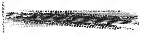 Grunge tire tracks with mud splatters, dirty wheel braking marks. Truck, car, or motorcycle tread pattern silhouettes. Perfect for off-road, motorsport, and racing designs. Vector illustration