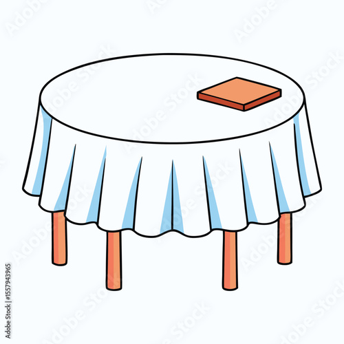 Round restaurant table for two with white cloth, set with plates, glasses, and cutlery, creating a cozy, elegant dining scene perfect for a romantic or intimate meal.
