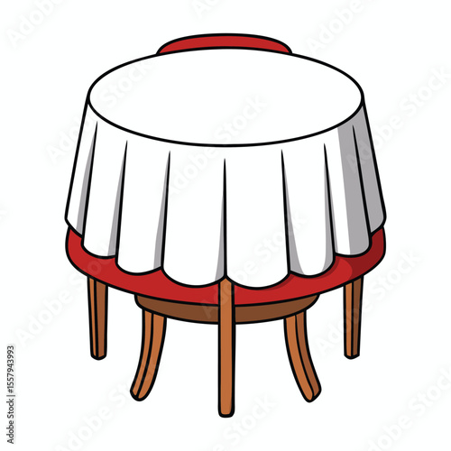 Round restaurant table for two with white cloth, set with plates, glasses, and cutlery, creating a cozy, elegant dining scene perfect for a romantic or intimate meal.
