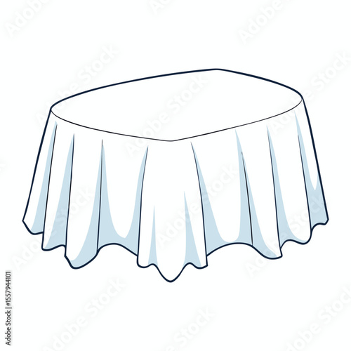 A crisp white tablecloth drapes neatly over the table, adding a clean, elegant touch and brightening the space with its simple, classic beauty.
