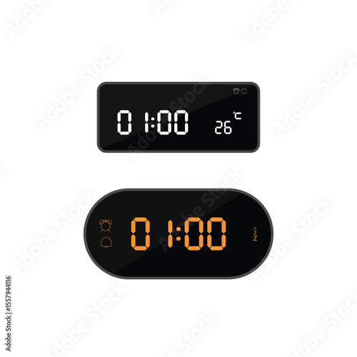 illustration of at one o'clock digital clock icon sign and symbol. colored icon for website design