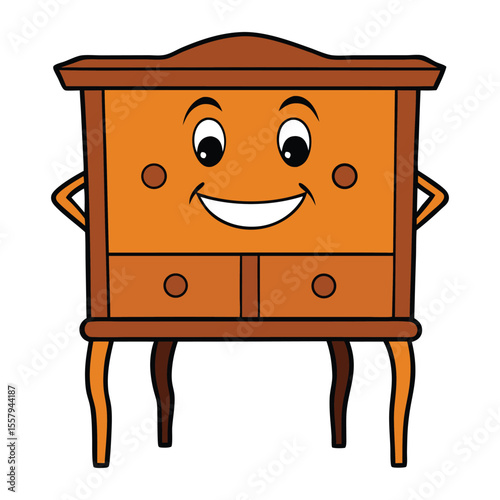 A cute wooden furniture set with a happy, smiling table, adding warmth and charm to any space with its friendly face and cozy natural wood finish.
