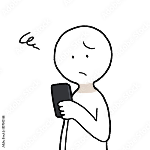 スマホを見て困っている人物のイラスト