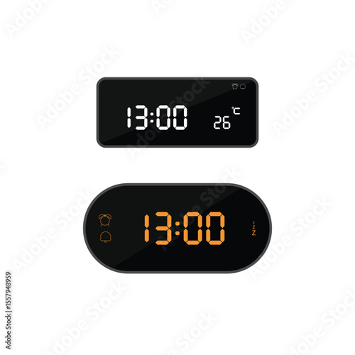 illustration of at thirteen o'clock digital clock icon sign and symbol. colored icon for website design