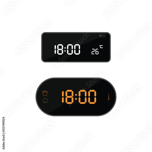 illustration of at eighteen o'clock digital clock icon sign and symbol. colored icon for website design