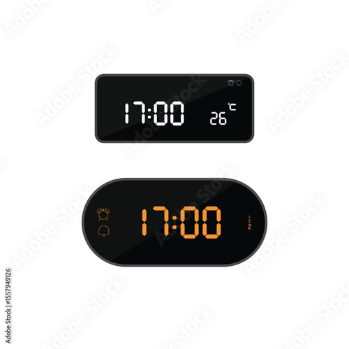 illustration of at seventeen o'clock digital clock icon sign and symbol. colored icon for website design
