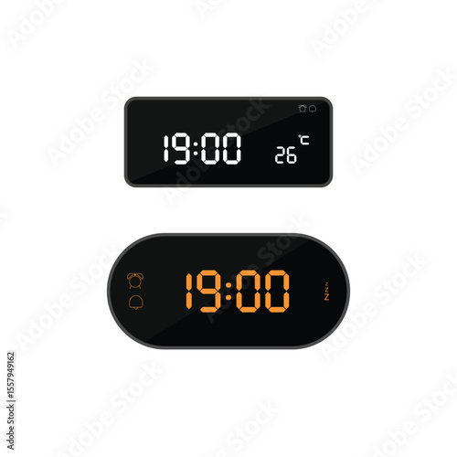 illustration of at nineteen o'clock digital clock icon sign and symbol. colored icon for website design